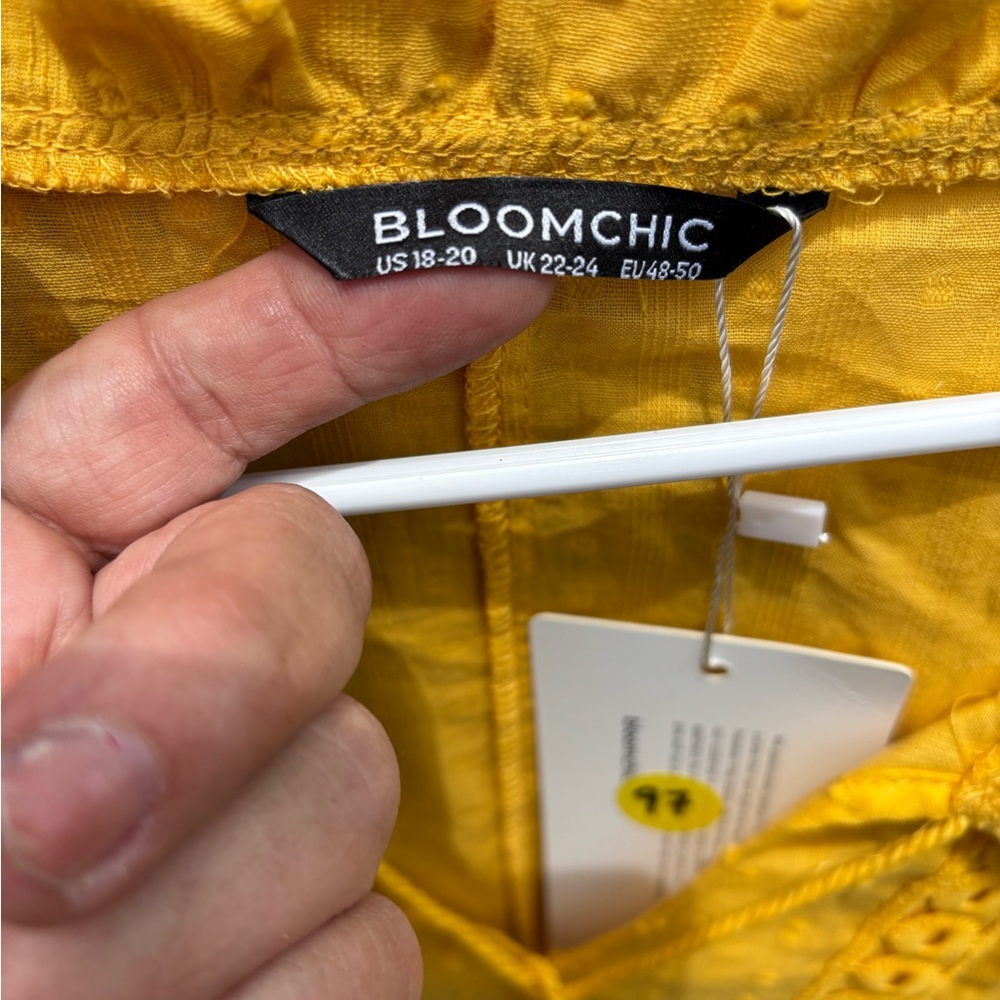 BloomChic Mustard Lace Detail Blouse